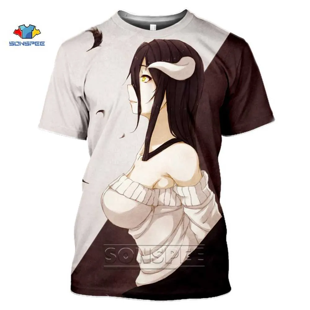 SONSPEE Anime 3d impression Hip Hop albédo t-shirt femmes Sexy Loli T-shirts Gym Harajuku haut d'été t-shirts chemises drôles Homme t-shirt X0621