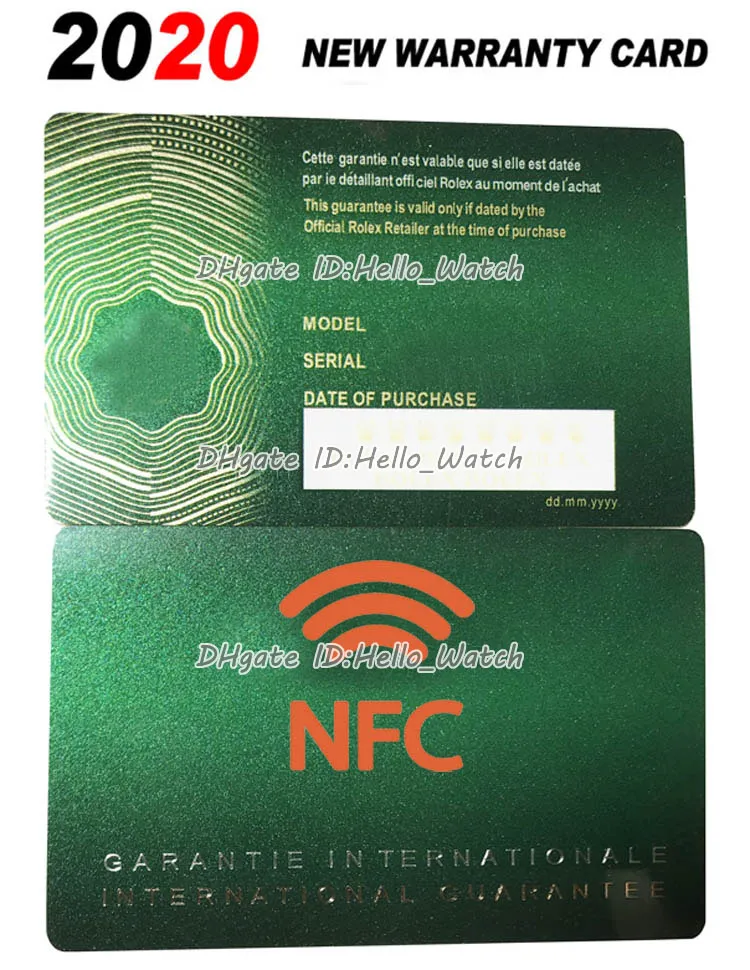 Scatole orologi Carta di garanzia internazionale verde Personalizza Caratteristiche NFC Edizione stili 2021 116610 116500 126660 Exac235t realizzato su misura