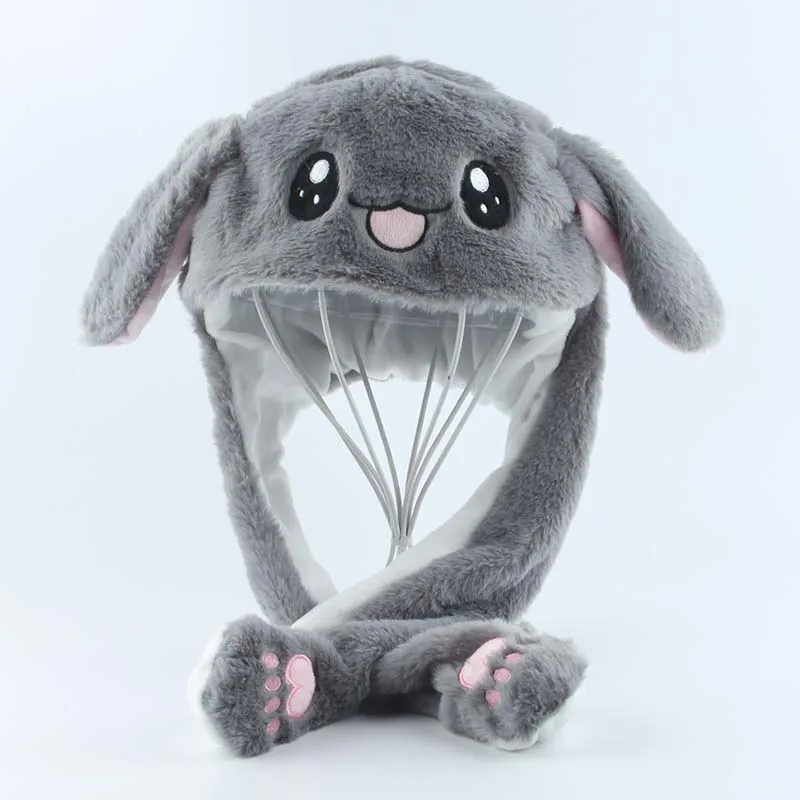 Chapeau de lapin en mouvement des oreilles mignonnes caricot animé kawaii chapeau drôle d'anniversaire cadeau lapin cap en peluche chapeaux d'hiver pour les enfants