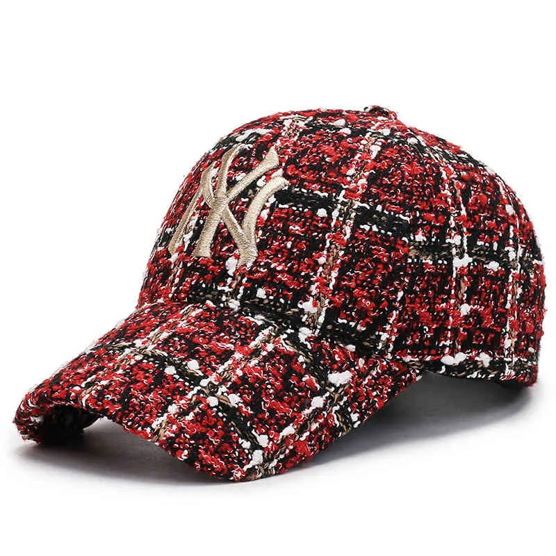 Outono inverno tweed chapéu men039s moda xadrez chapéu kids039s bordado boné de beisebol tendência coreana versátil inglês capZS8930815