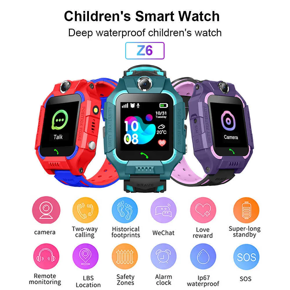 Children's Smart Watch GPS IP67 SOS Vattentäta telefonklockor för barn Stöd SIM -kort för Android Kids Watch Gift Boys Girls Girls
