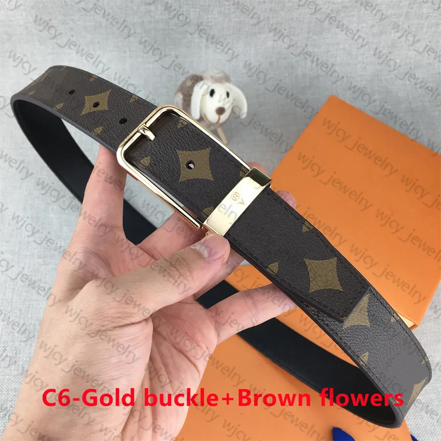 Designergürtel echte Cowhide Modebrief Goldsilver -Schnalle für Mann Frau Bundsgurte Breite 3 4cm 4 Stil 16 Optional Top 2080