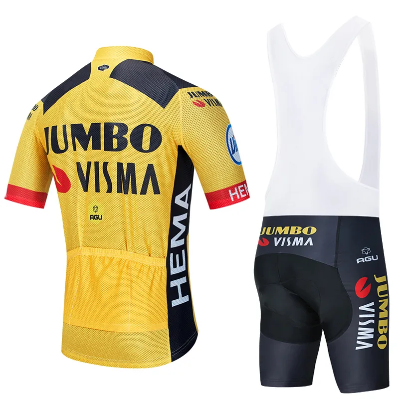 2021 Pro Team Jumbo Viism Cycling Jersey Set Summer Breattable Short Sleeve Cycling Clothing 9D vadderade Bib Shorts Suit Ropa Ciclis9286014