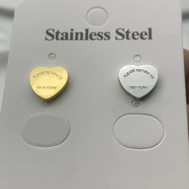 logo luxury heart earring womens Stud couple Flannel bag Stainless steel 10mm Thick Piercing jewelry gifts for woman Accessories wholesale