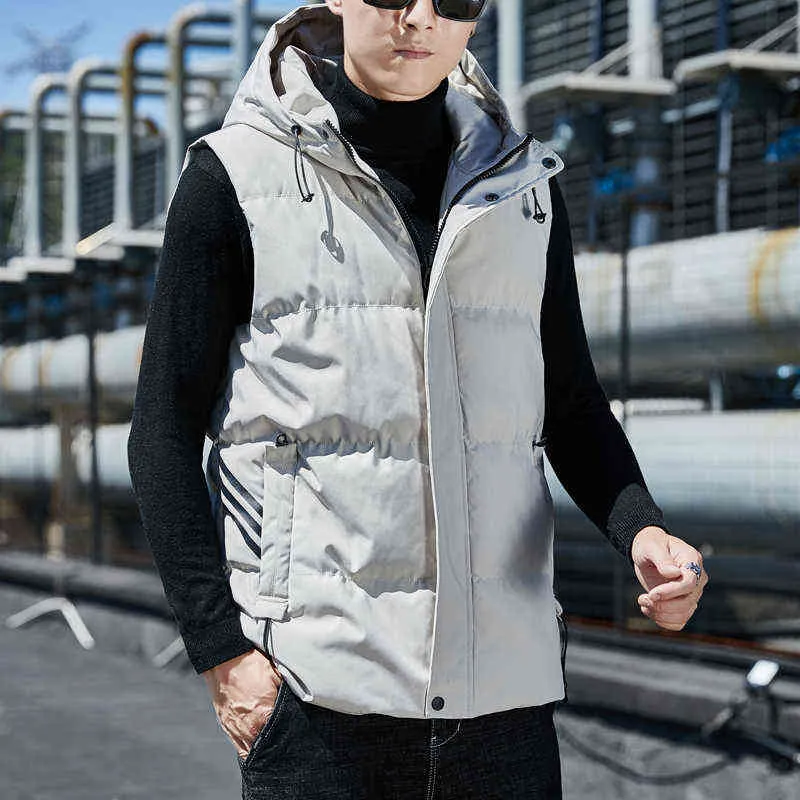 Mit kapuze Weste Männer Winter Dicke Herren Jacke Ärmellose Männliche Baumwolle gefütterte Jacken Mäntel Warme Westen Hoodie Westen Große Größe 9xl 211111