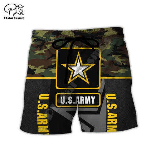 PLstar Cosmos Newest US Military Marine Army suit Soldier Camo 3Dprint Streetwear Summer Casual Beach Shorts Short pants A-2 H1210