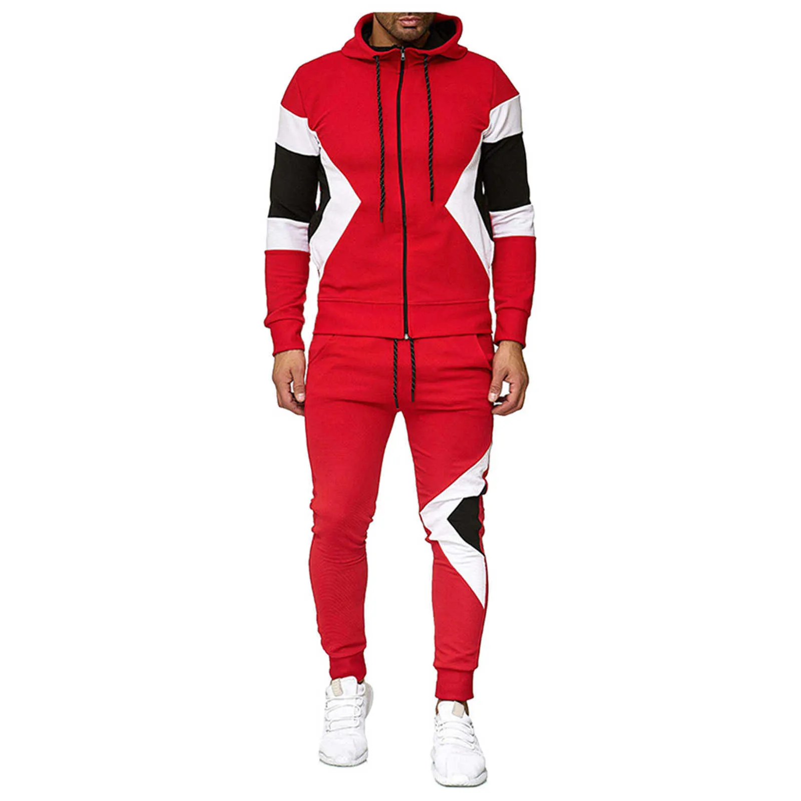 Set da uomo di marca di moda inverno addensare tuta calda il tempo libero colore patchwork sport fitness felpe con cappuccio tuta da uomo tuta X0909