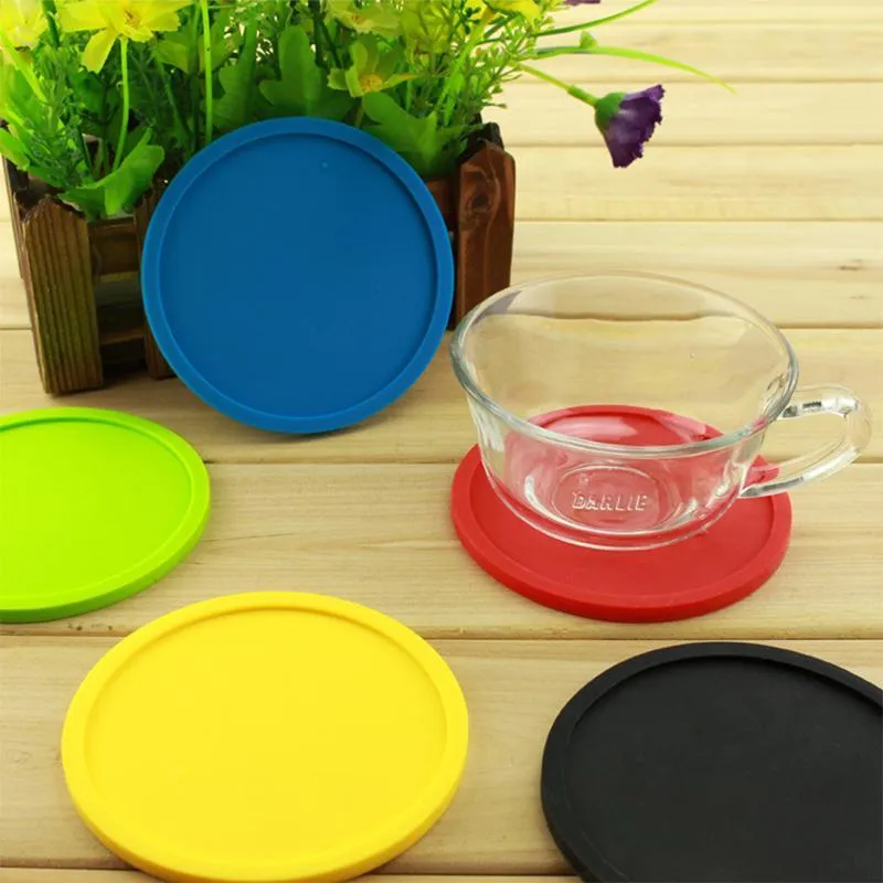 Gekleurde Ronde Siliconen Coaster Koffiekopje Houder Waterdichte Hittebestendige Cup Mat Thicken Kussen Placemat Pad Tafel Matten Flessen FY5198 0315