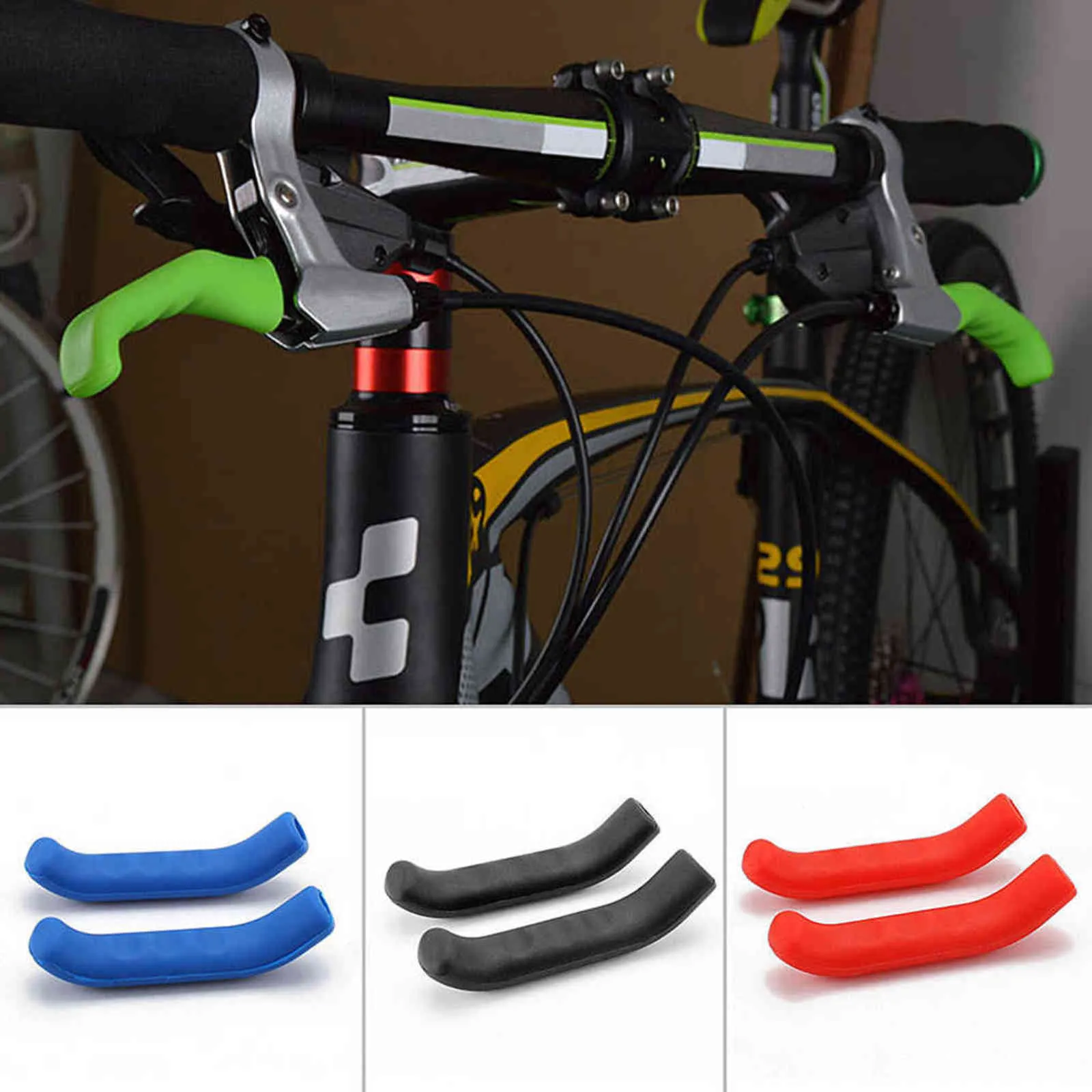 1 par de montanha bike alça de barra de grãos de grãos de bicicleta alavanca de freio de bicicleta não -lipslip tampa de silicone protetor removível guia capa de alça1886838