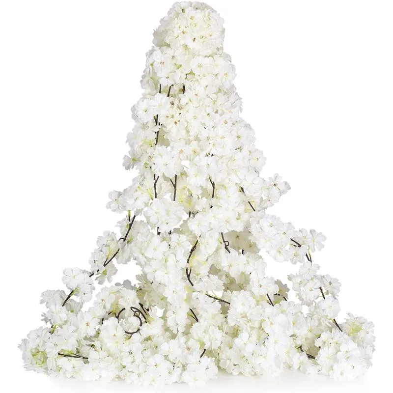 Декоративные цветы венки 2 шт. искусственная вишнёвая лоза белый лепесток навсегда растения гирлянда для украшения дома свадьба Pa262P
