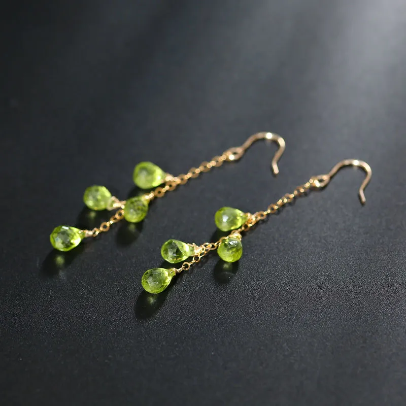 DAIMI 14K Gold Injection Peridot Earrings Female Simple Valentine's Day Gift for Girlfriend Earrings 210317298z