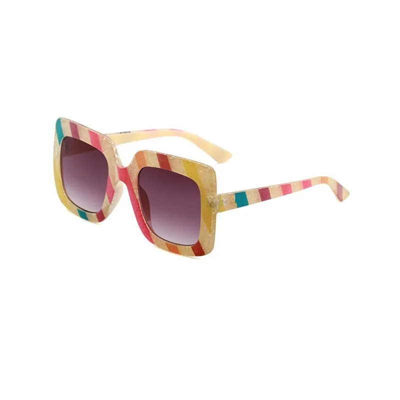 Moda multicolorido senhoras óculos de sol retro quadrado oversize óculos de sol proteção uv grande quadro engraçado listra óculos com box234a