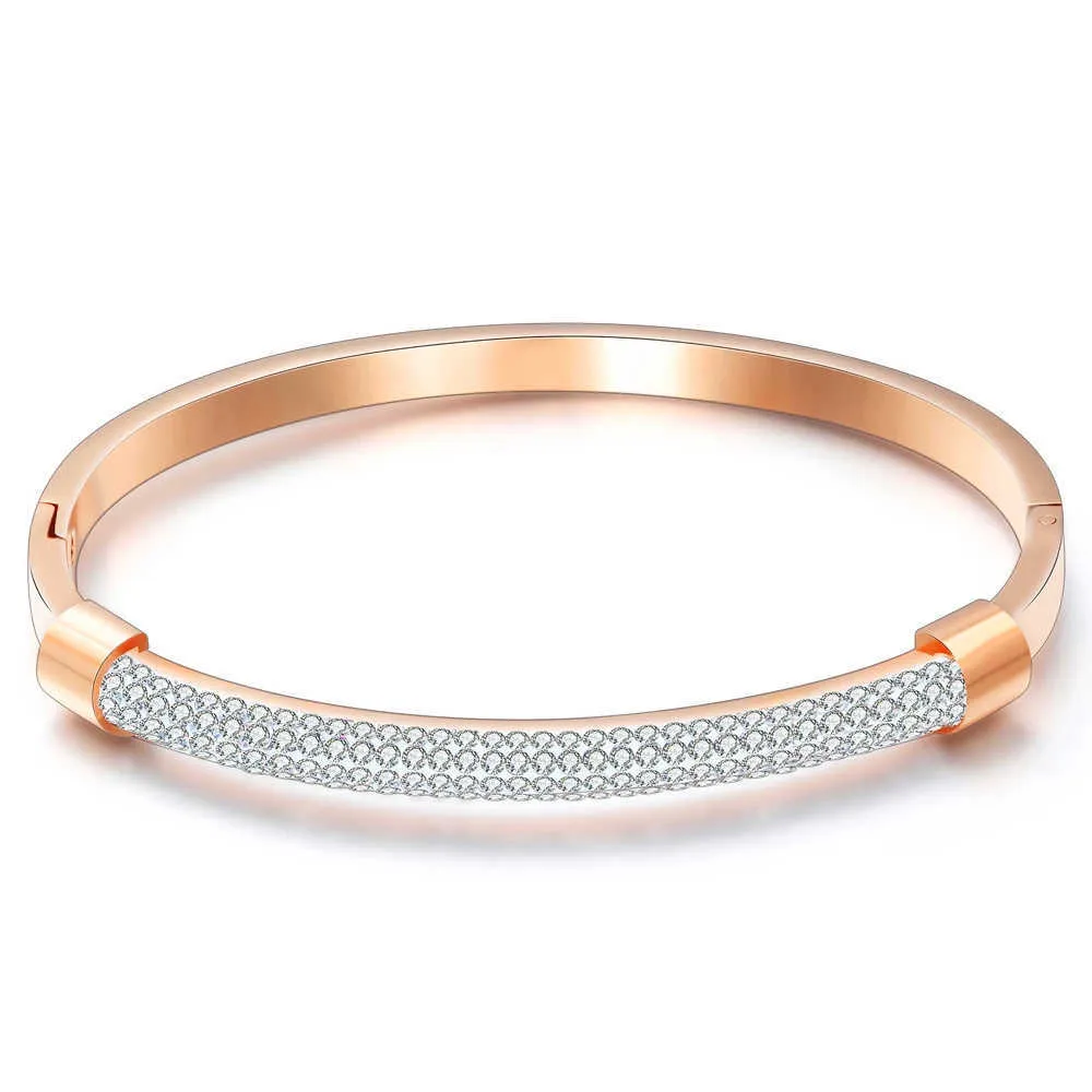Braccialetti di lusso di cristallo squisiti gli accessori coreani di modo del braccialetto del regalo dell'acciaio inossidabile di alta qualità della donna Q0719 all'ingrosso