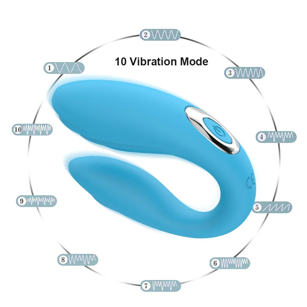 Vibrador remoto inalámbrico en forma de U Dildo G Spot Vagina Clitoris Estimular Vibradores dobles Juguetes sexuales para mujeres Masturbador femenino Q0320