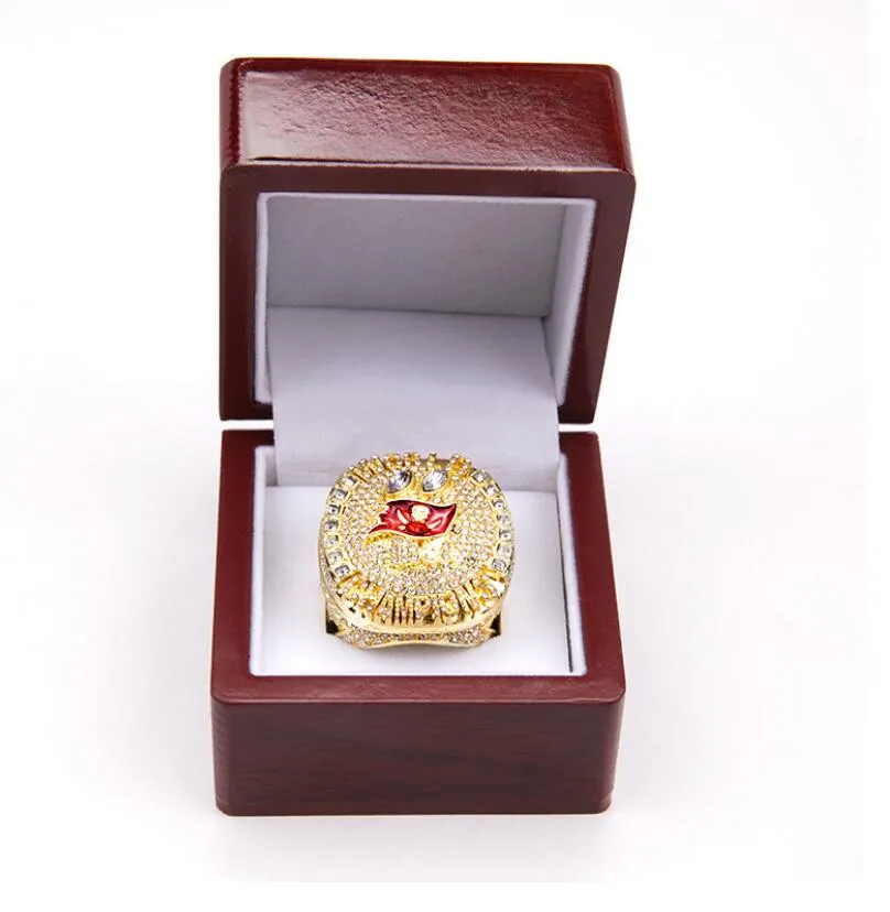 Tres anillos de piedra 2020-2021 Tampa Bay Buccanee Championship Ring Display Box Recuerdo Fan Hombres Regalo Tamaño completo 8-14291R
