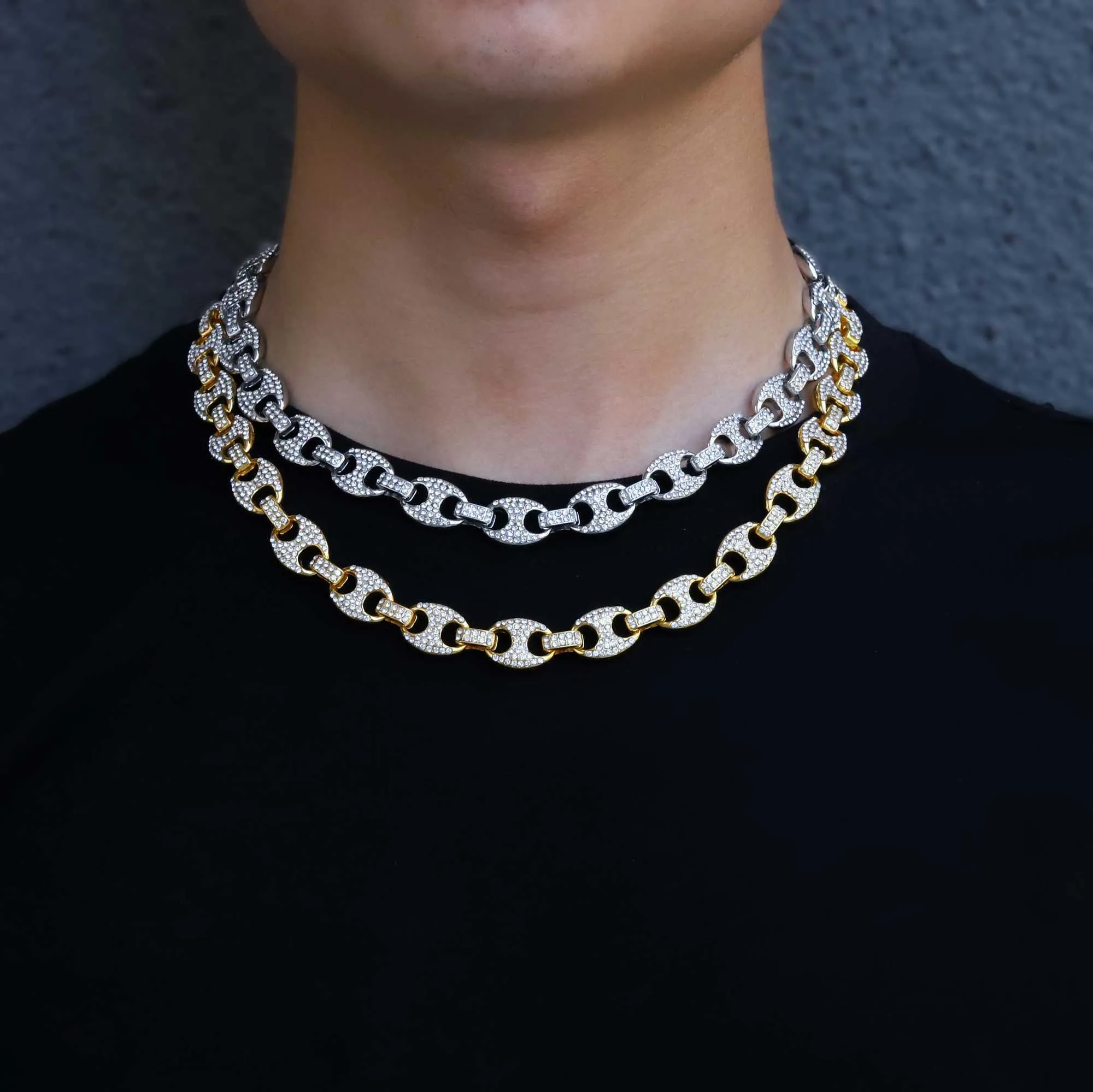 Ice Pig Nose-Halskette für Herren, Hip Hop, Kuba, Diamond Shop, Miami Gold, Kuba Herren Q08099222249