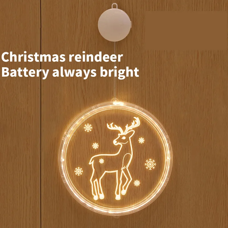 Светодиодные рождественские гирлянды, 3D диск, подвесной светильник, колокольчики, снежинка, батарейка, елка, украшение для спальни2275367