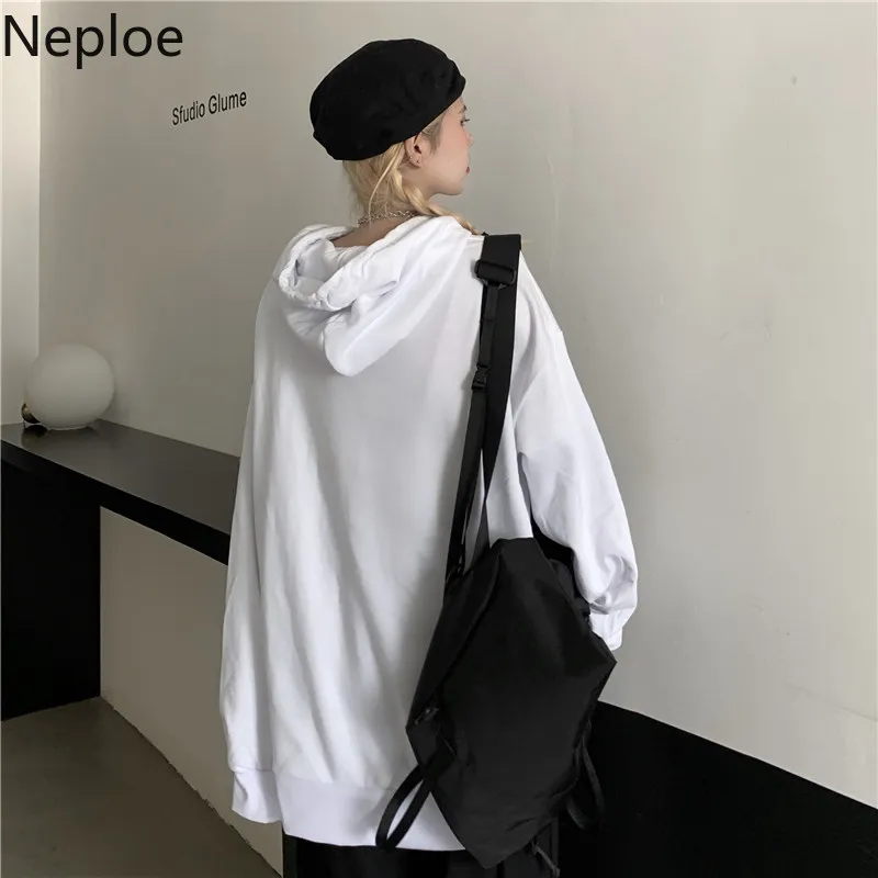 Neploe coréen Harajuku Hoodies Femmes Chaîne À Capuche Surdimensionné Outwear BF Streetwear Automne Femme Vêtements Chic Sweatershirt Manteau 210422