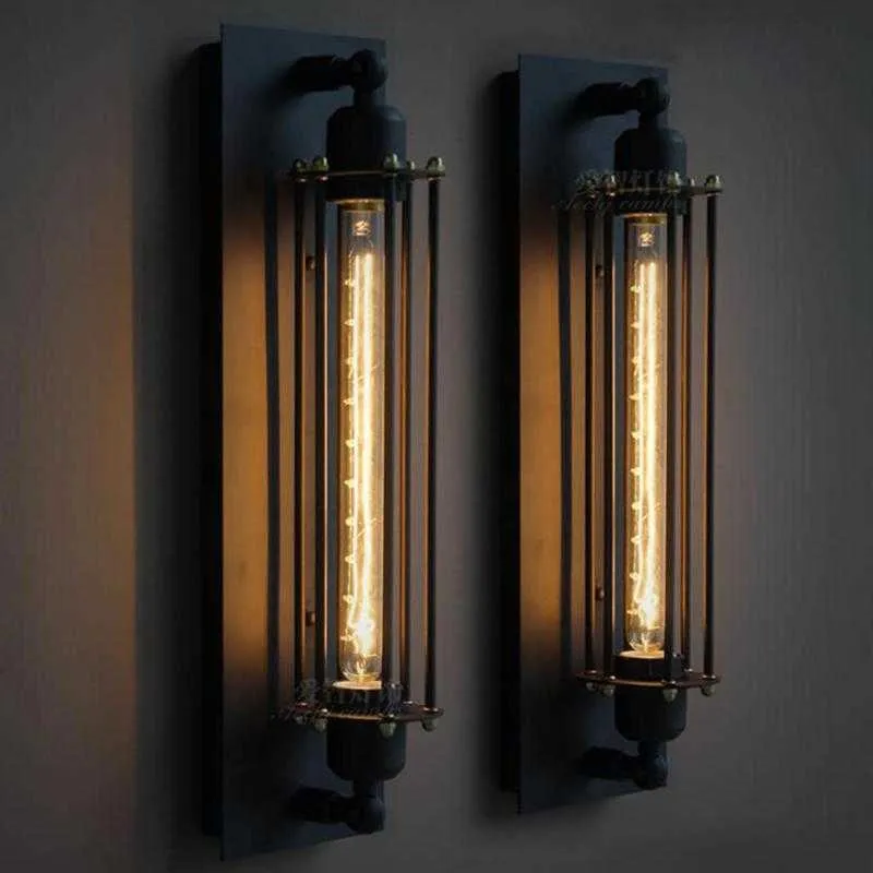 Lâmpada de parede de ferro forjado retro luz industrial parede vintage para quarto corredor restaurante edison decorativo luzes 210724