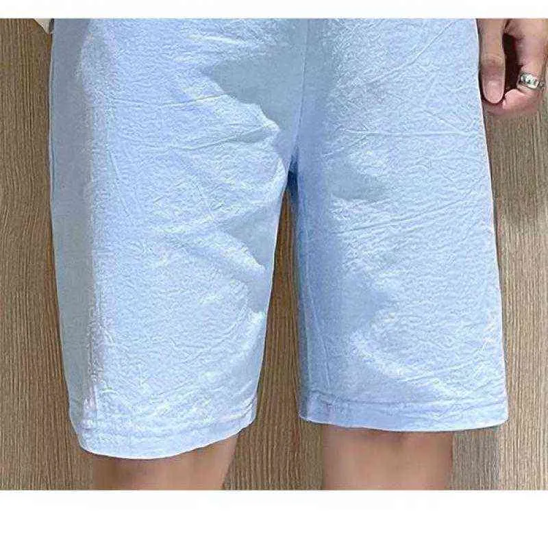 M-5XL Tallas grandes Hombres Pantalones cortos Verano Streetwear Cintura elástica Pantalones cortos Moda coreana Color liso Lino Ropa de playa Ropa G220223