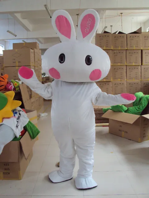 Maskottchen Kostüme Weißes Kaninchen Maskottchen Kostüm Unisex Erwachsene Größe Fancy Kleid Cartoon Erscheint Halloween Geburtstag
