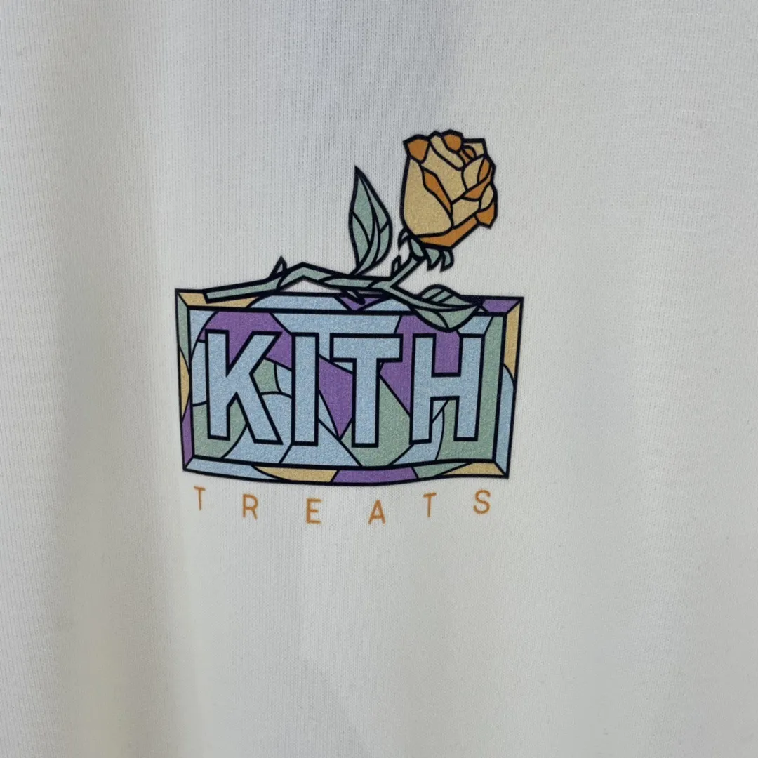 KITH ROSE Lettre Impression Hoodies T-shirt Femme Ronde Col Rond Pull Sweater pour hommes et femmes