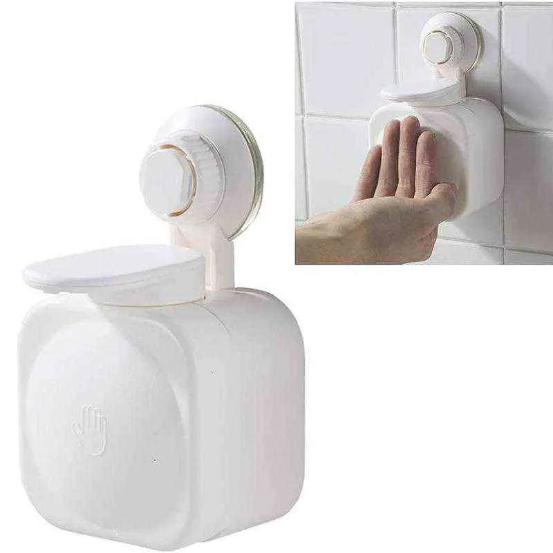 Dispenser sapone liquido 350ml pressa manuale cucina bagno no trace montaggio a parete 211206