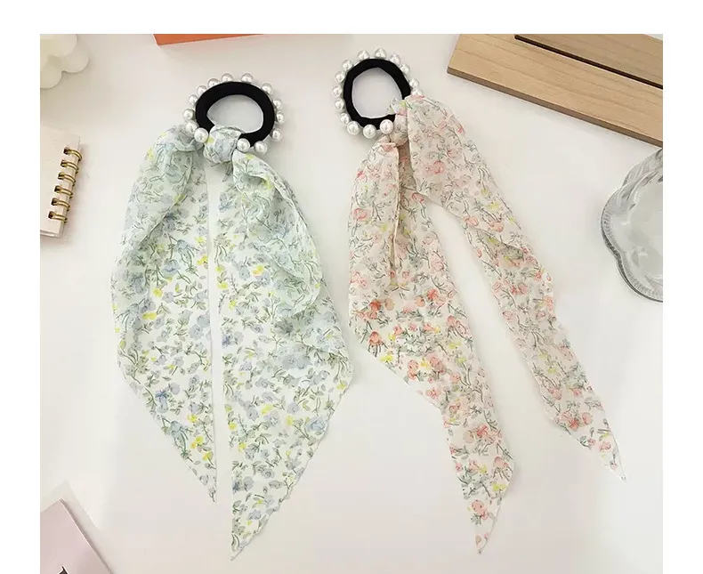 Style coréen Perle Floral Cheveux Accessoires Streamer Mode Ornements Lettres Mignon Doux Maille Bandeaux
