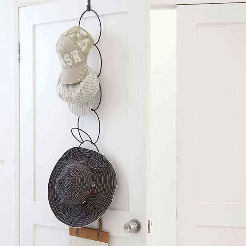 Väggrum hängande hatt hållare runda baseball keps 5 lagringsorganisatör dörr garderoben hängare robe krokar visa halsduk handduk hylla 211112