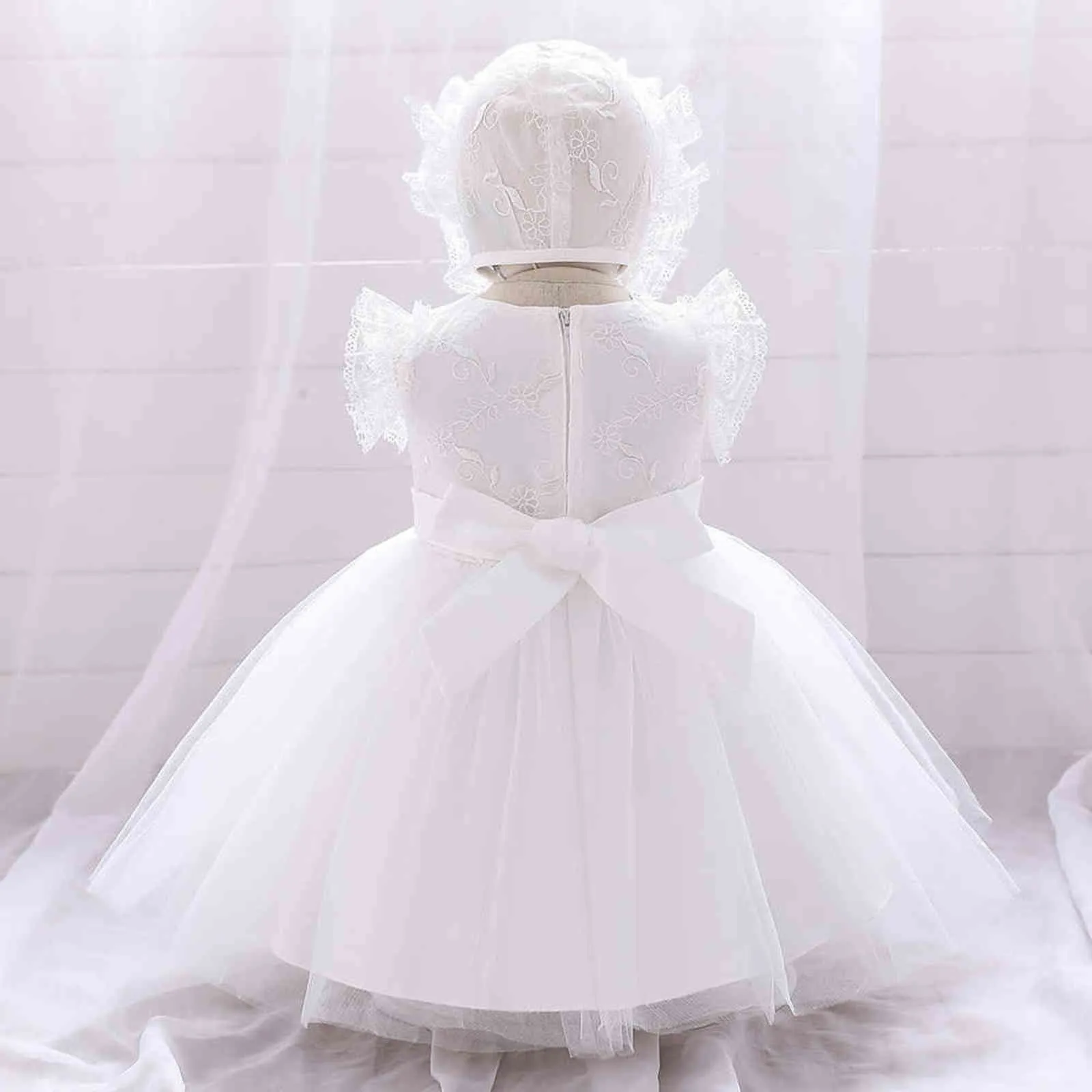 Bébé Fille Robe Robes De Baptême Pour Les Filles 1ère Année Fête D'anniversaire De Mariage Bébé Infant Blanc Baptême Princesse Robe G1129