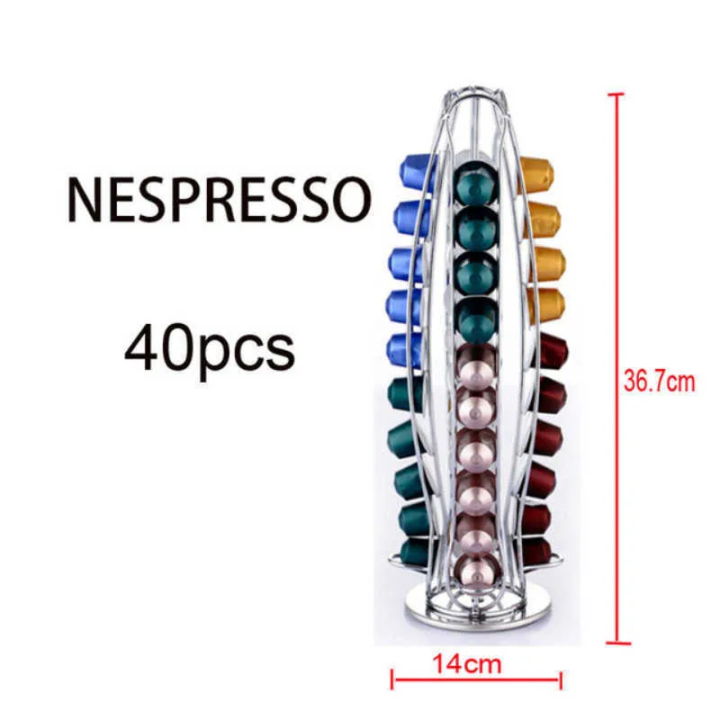 Le support de tour de distribution de café noir/argent convient aux étagères de cuisine de transfert en option pour 40 Capsules Nespresso