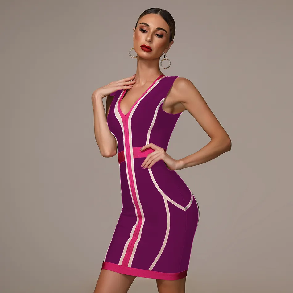 2019-summer-new-women-s-fashion-sexy-striped-stitching-bandage-dress-deep-V-neck-Vestidos-party (1)