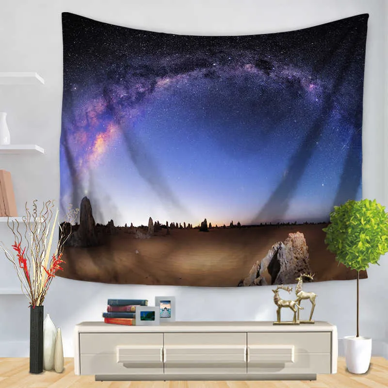 Psychedelic Cosmic Series Sterne Tapisserie Sternenhimmel Stoff Wandbehang Dekor Polyester Vorhänge plus Tischdecke Yoga 210609