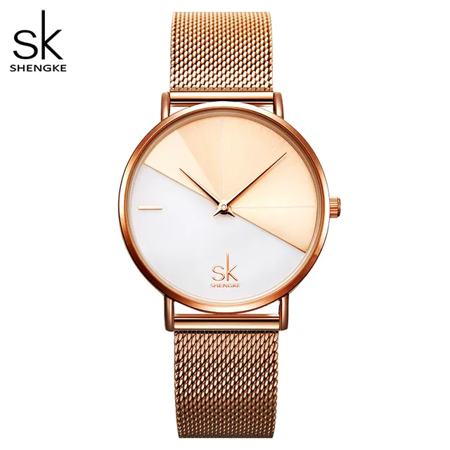 Shengke SK Women Bracelet Watch Set Set Leather Wrist Watch Vintage Lady Watch Relógio irregular Mujer Bayan Kol Saati Montre Feminino269G