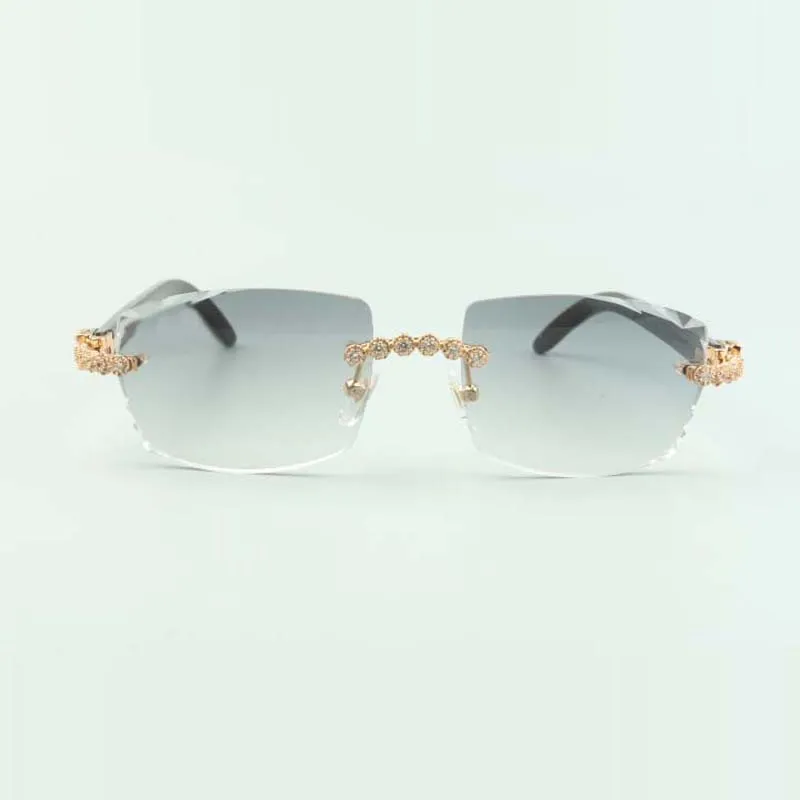 2022 Bouquet Diamond buffs zonnebrillen 3524015 met natuurlijke zwarte textuur buffelhoornglazen en gesneden lens 3 0 dikte309r