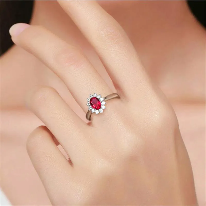 Cluster anéis clássico rubi pedras preciosas zircon diamantes rosa cor de ouro para mulheres vermelho jade cristal real jóias bijoux bague presentes266z