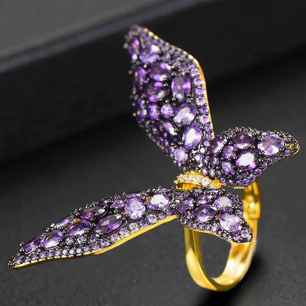 GODKI coréen luxe papillon anneaux pour femmes mariée fiançailles mariage cubique Zircon Dubai accessoires bague bijoux 2020