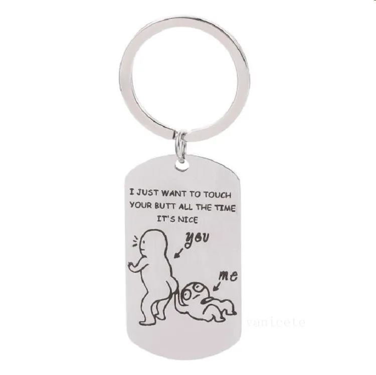 Engraçado dos desenhos animados Chaveiro Brinquedos Presente de Dia dos Namorados Para Namorada / Namorado Favores Favores Prank Letras Personalizado T2I53268