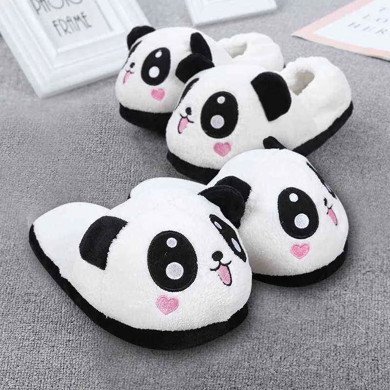 Pantofole panda da interni invernali nuove Pantofole da donna piatte pelose la casa Pantofole da donna unisex Coppia Scarpe antiscivolo calde animali H1122