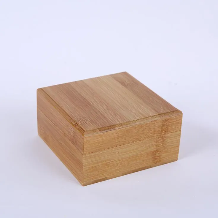 Kvadratisk träförvaring Box Solid Träbox Smycken Box Bambu Förvaringslådor 12.5CMX12.5CMX6.5cm