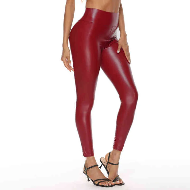 PU штаны женские леггинсы плюс размер толчок бедра хузные сексуальные высокие талии брюки тонкие длины 211215