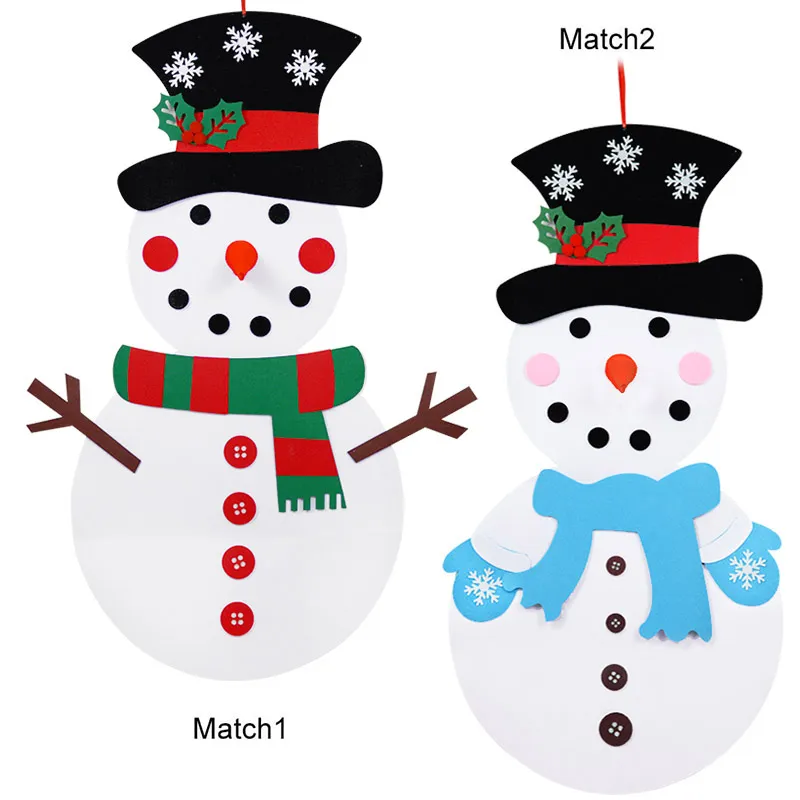 DIY sentiu boneco de neve novo ano crianças brinquedo brinquedo feliz Natal decorações para parede casa pendurado ornamentos de árvore de natal
