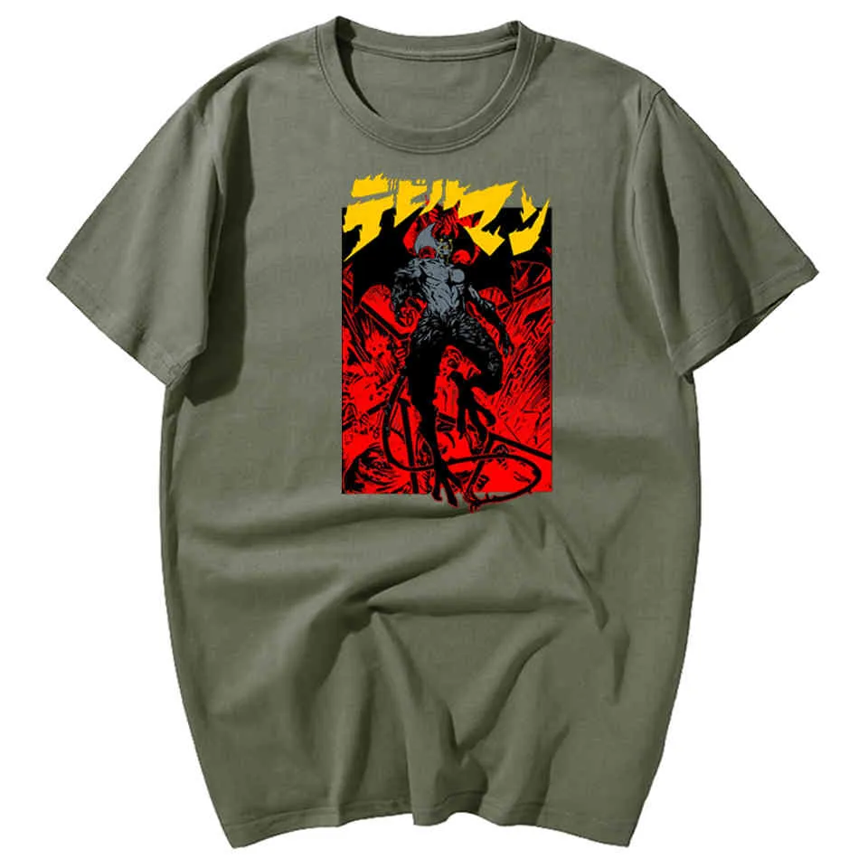 Japan Anime Debiruman Cool Devilman Crybaby Print T-shirt Männer Sommer Casual Baumwolle Kurzarm T-shirt Harajuku Streetwea 210329