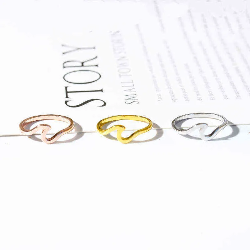 Mode Geometrische Ring Persoonlijkheid Simple Wave Ring Vrouwelijke Wave Hand Sieraden Creatieve Nieuwe Accessoires G1125