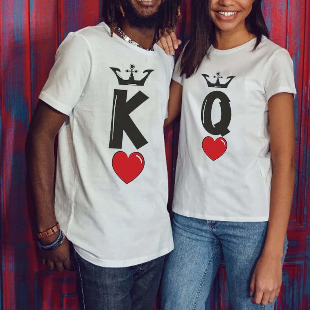 Summer-Fashion-KING-QUEEN-Red-heart-Letters-Print-T-Shirt-Men-Women-T-Shirt-Casual-Funny