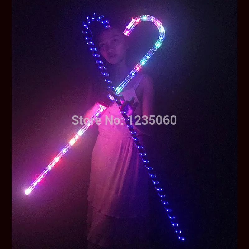 Party Decoration Ruoru Belly Dance Led Crutches White Color Walking Stick Accessories Stage Qerformance Props Shining Cros224w