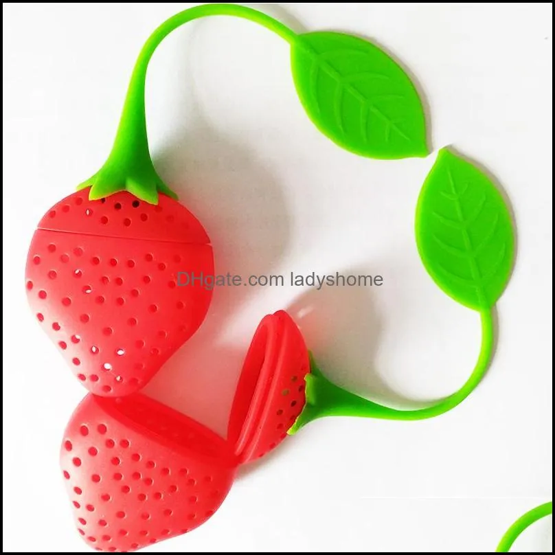 Fruit design Lovely Strawberry Shape Tea Infuser Food Grade Silicone Tea Strainer For Loosing Leaf In Teapo
