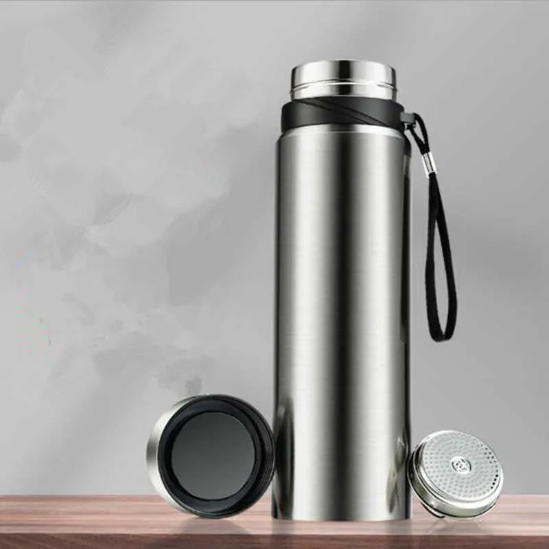 1L Thermos para té Frascos de vacío Pantalla de temperatura Inteligente Botella de agua de acero inoxidable Viaje Café Taza de leche Taza termo 211013