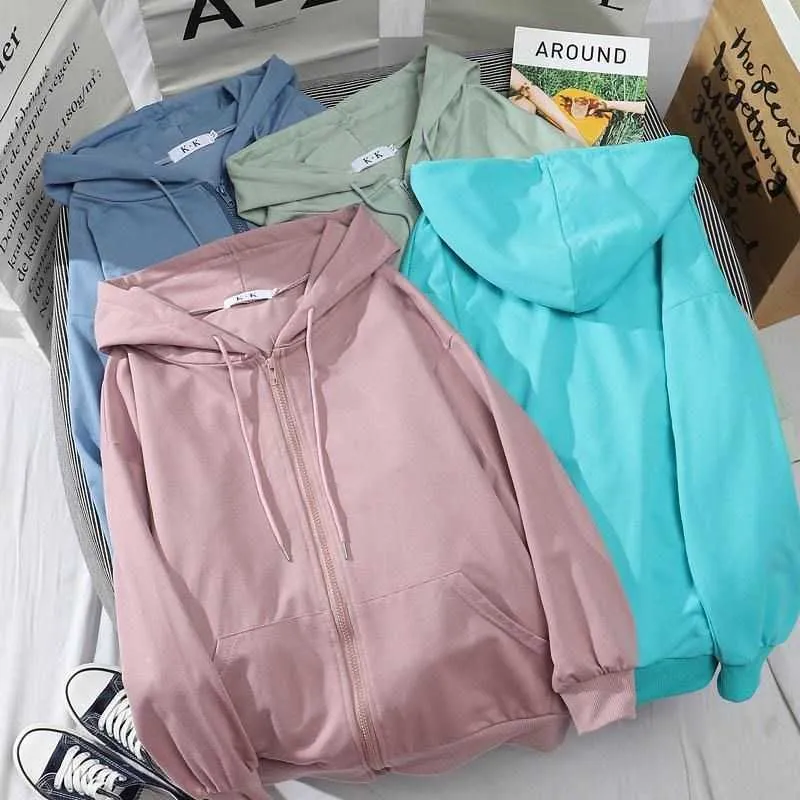 Sudadera con cremallera para mujer Tallas grandes Chaqueta de invierno Ropa de gran tamaño Bolsillos vintage Sudaderas con capucha de manga larga Y0820