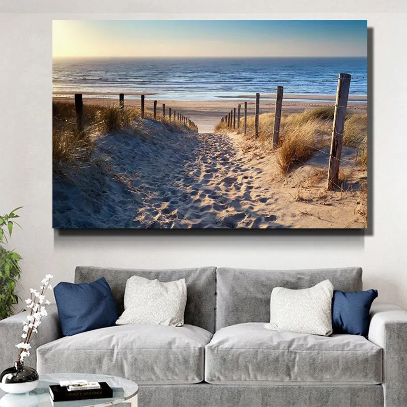 Nordic Poster Seascape Canvas Painting Beach Sea Road Wall Art Immagine Nessuna cornice soggiorno Camera da letto Modern Home Decor